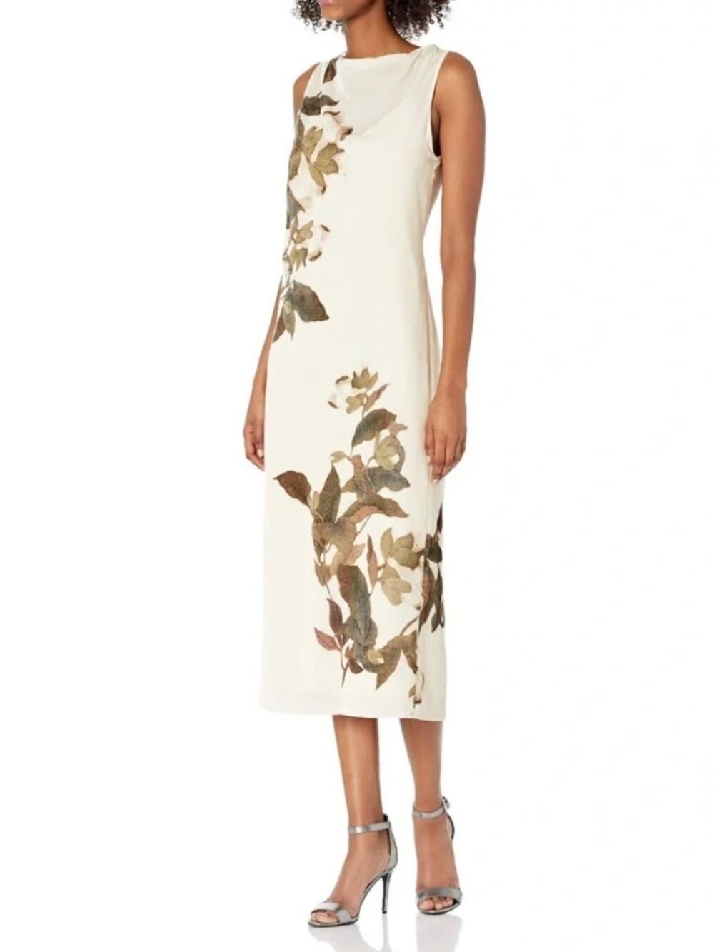 Vince Lisianthus Cowl Neck Velvet Sleeveless Midi Dress Moonlight 6